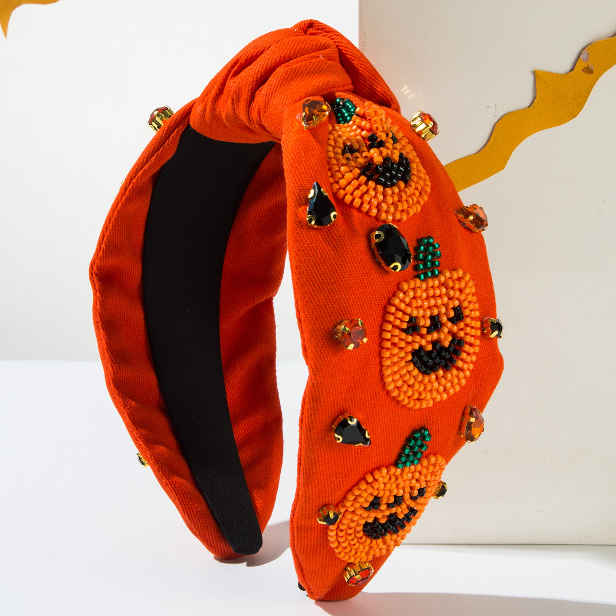 Wholesale New Halloween Women's Hand-sewn Rice Bead Pumpkin Ghost Pattern Headband